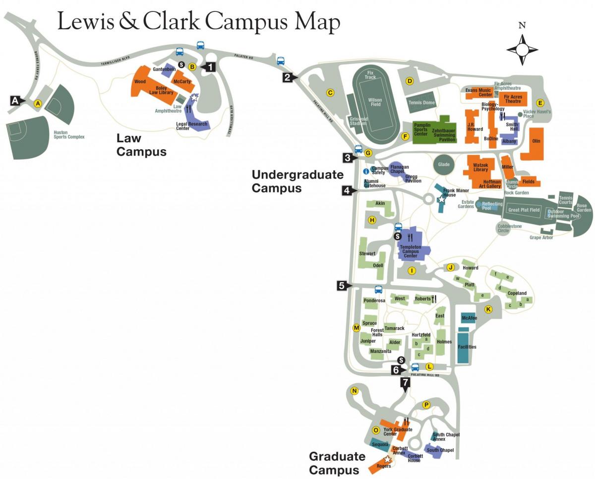 kort over lewis and clark College
