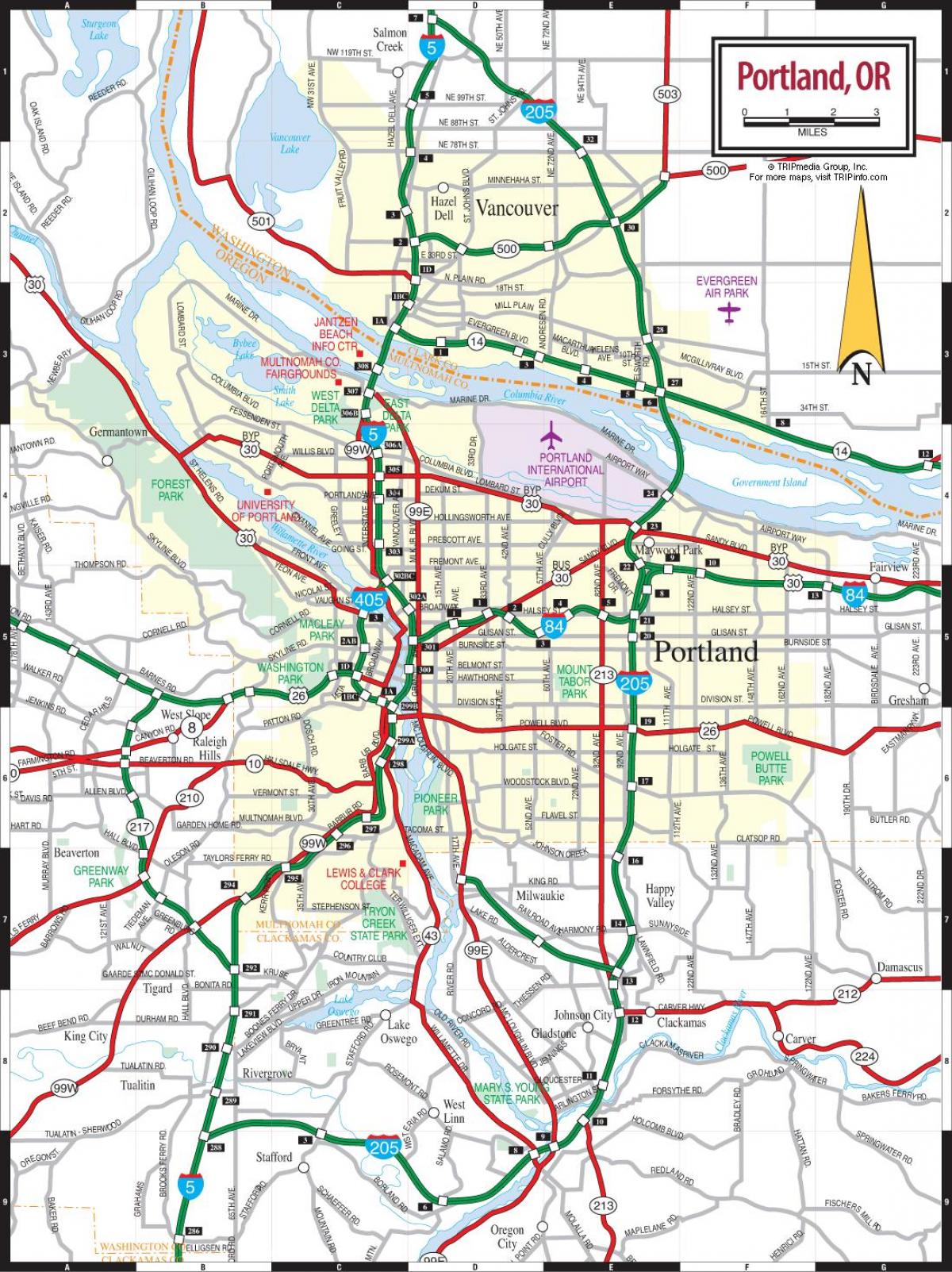 kort af Portland og western railroad
