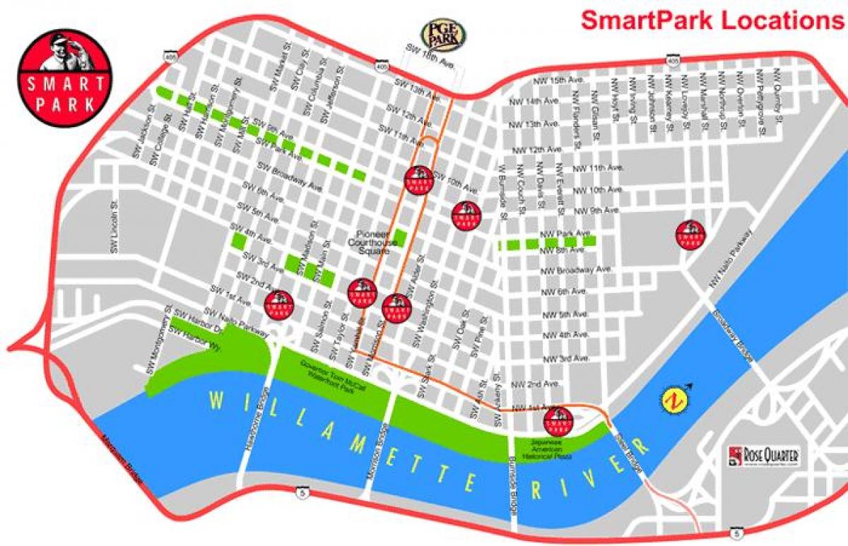 kort over Portland smart park