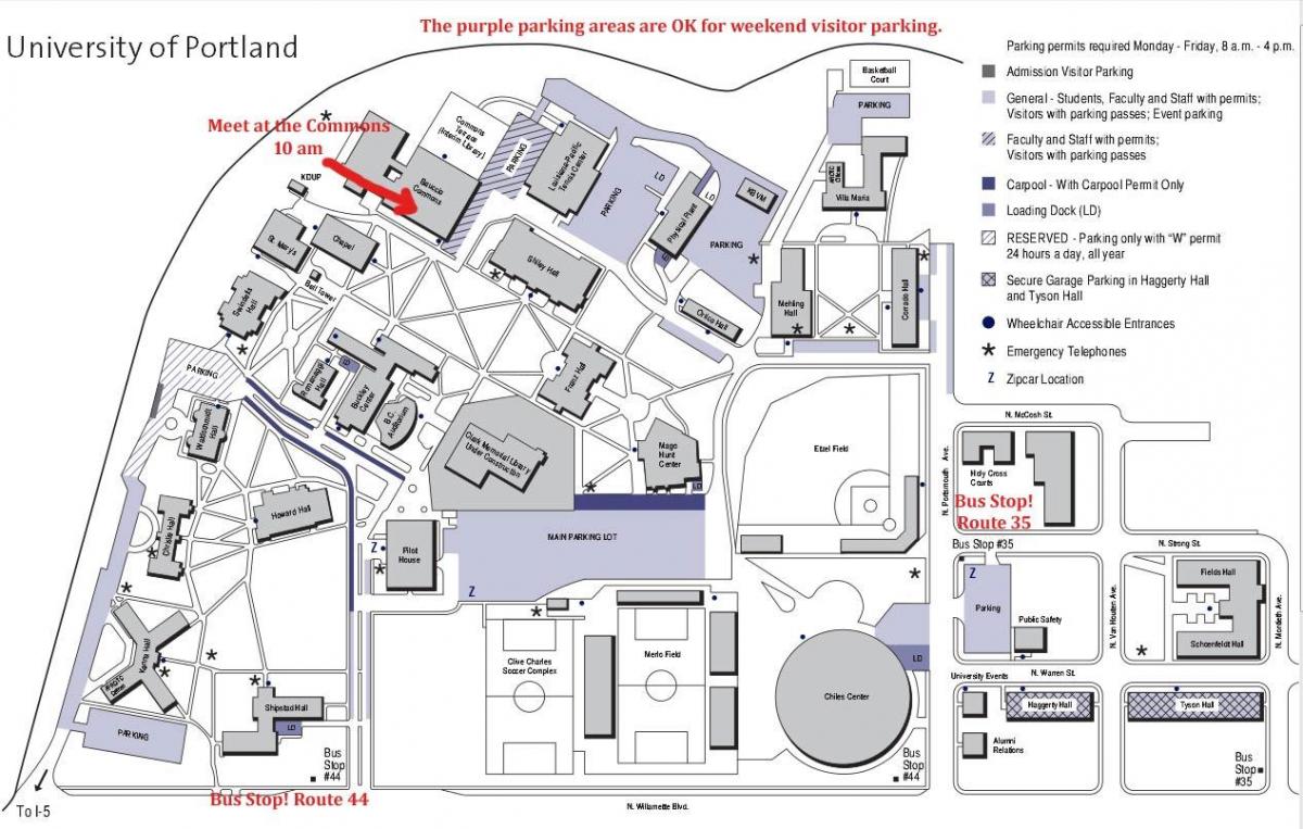 kort over Universitetet i Portland