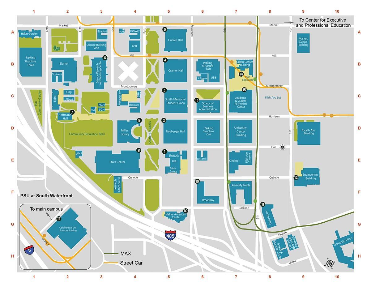 kort over PSU parkering
