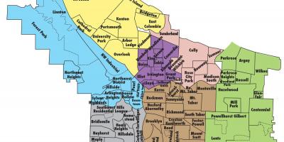 Kort af Portland og de omkringliggende områder